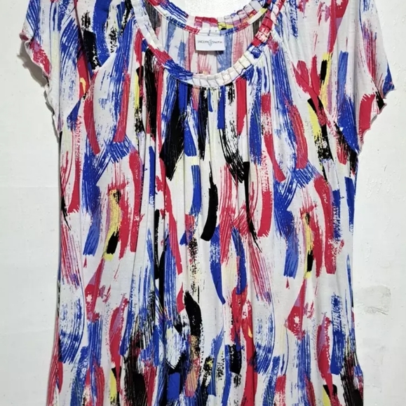 jacklin smith top wearable art short sleeve multicolor abstract print large - Picture 3 of 10